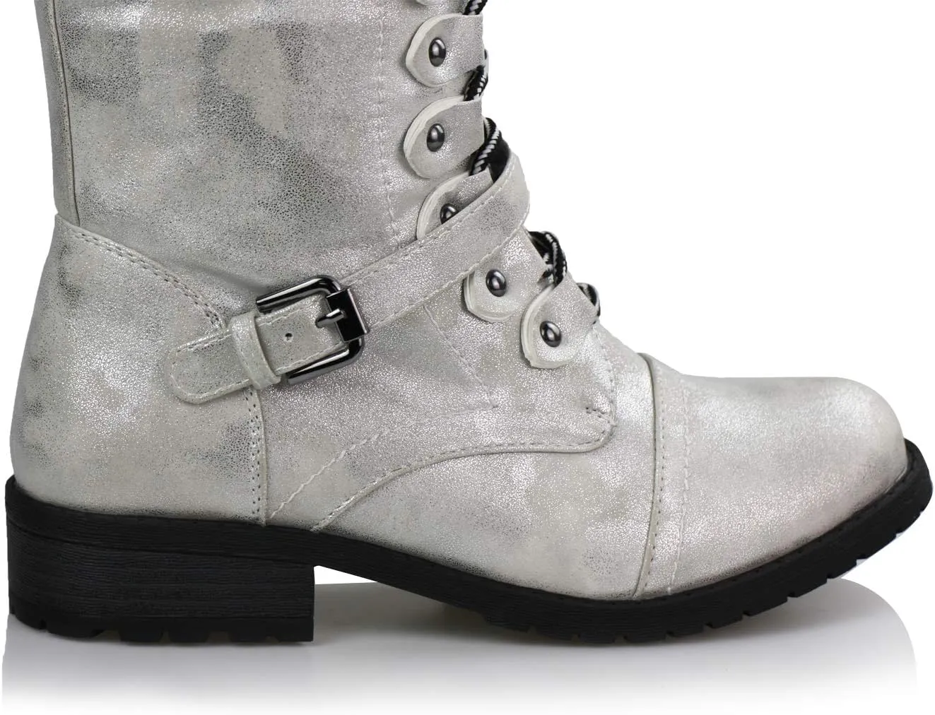 WEST COAST Women's Knee High Riding Boots Lace Up Buckles Winter Combat Boots