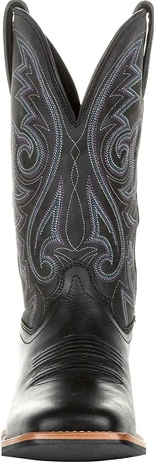 Western Cowboy Boots for Men,Leather Retro Embroidered Middle Tube Thick Soled Lightweight Durable Country Western Boots for Men