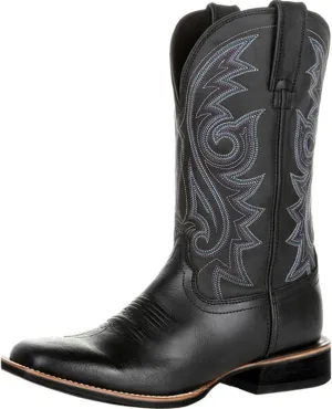 Western Cowboy Boots for Men,Leather Retro Embroidered Middle Tube Thick Soled Lightweight Durable Country Western Boots for Men