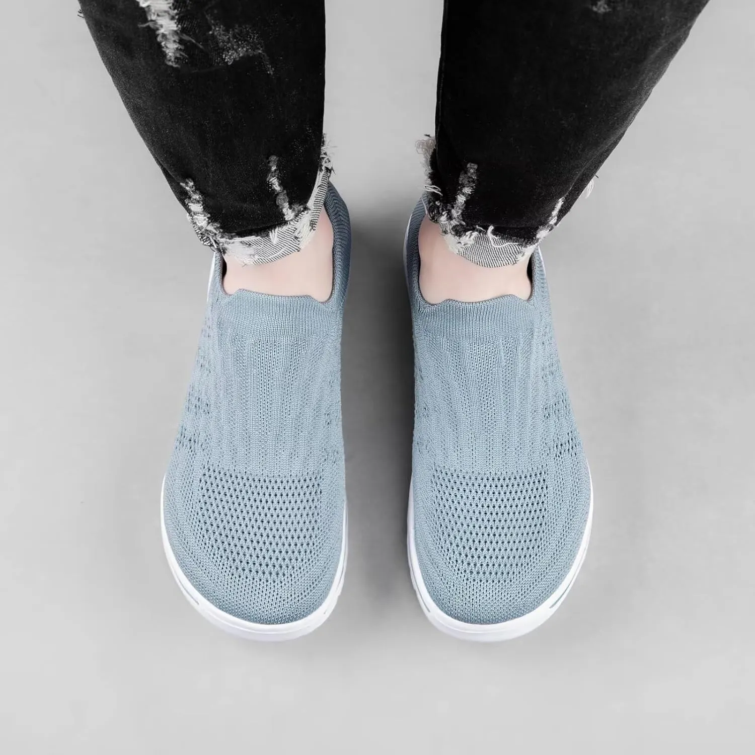 Wide Toe Shoes Men Barefoot Sock Sneakers Flat Mesh Pull-on Lightweight Breathable Casual Comfortable