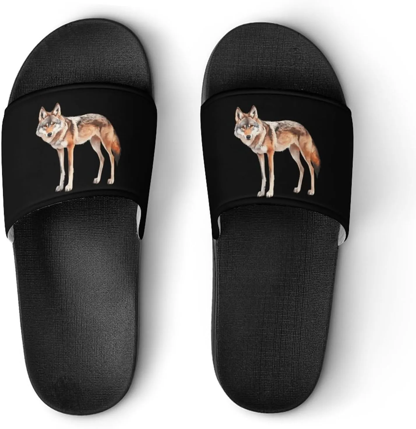 Wolf Watercolor Shower Sandals PVC Pillow Slippers Bath Slip On Home Shoes Non-Slip for Outdoor
