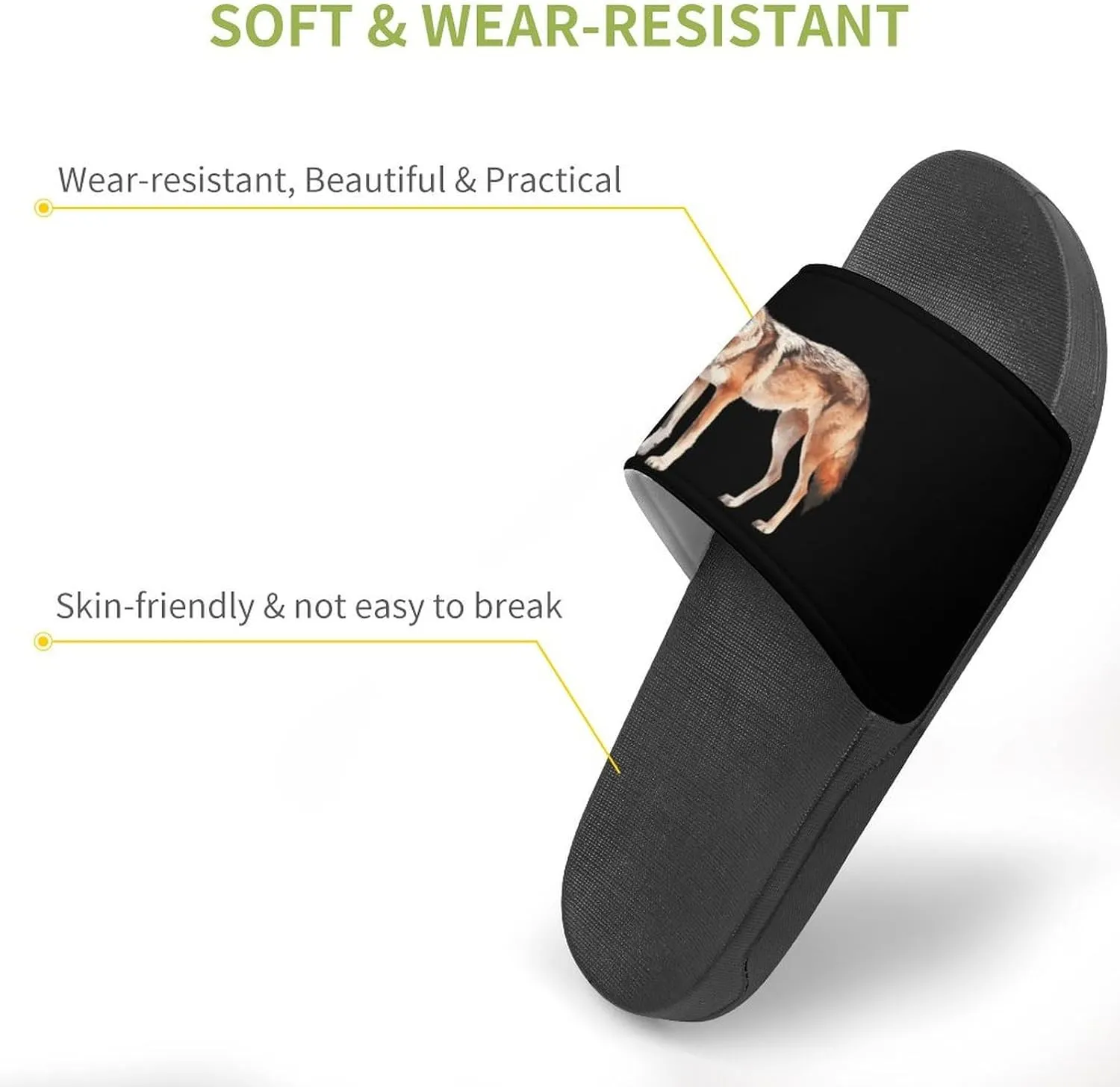 Wolf Watercolor Shower Sandals PVC Pillow Slippers Bath Slip On Home Shoes Non-Slip for Outdoor