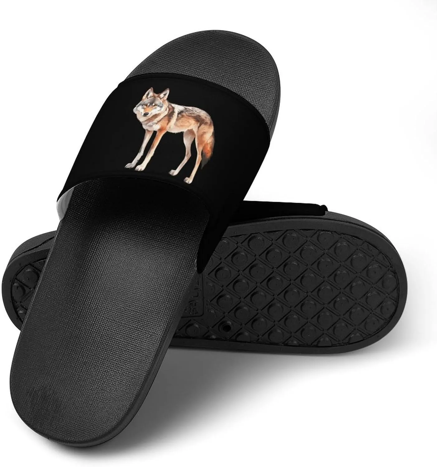 Wolf Watercolor Shower Sandals PVC Pillow Slippers Bath Slip On Home Shoes Non-Slip for Outdoor