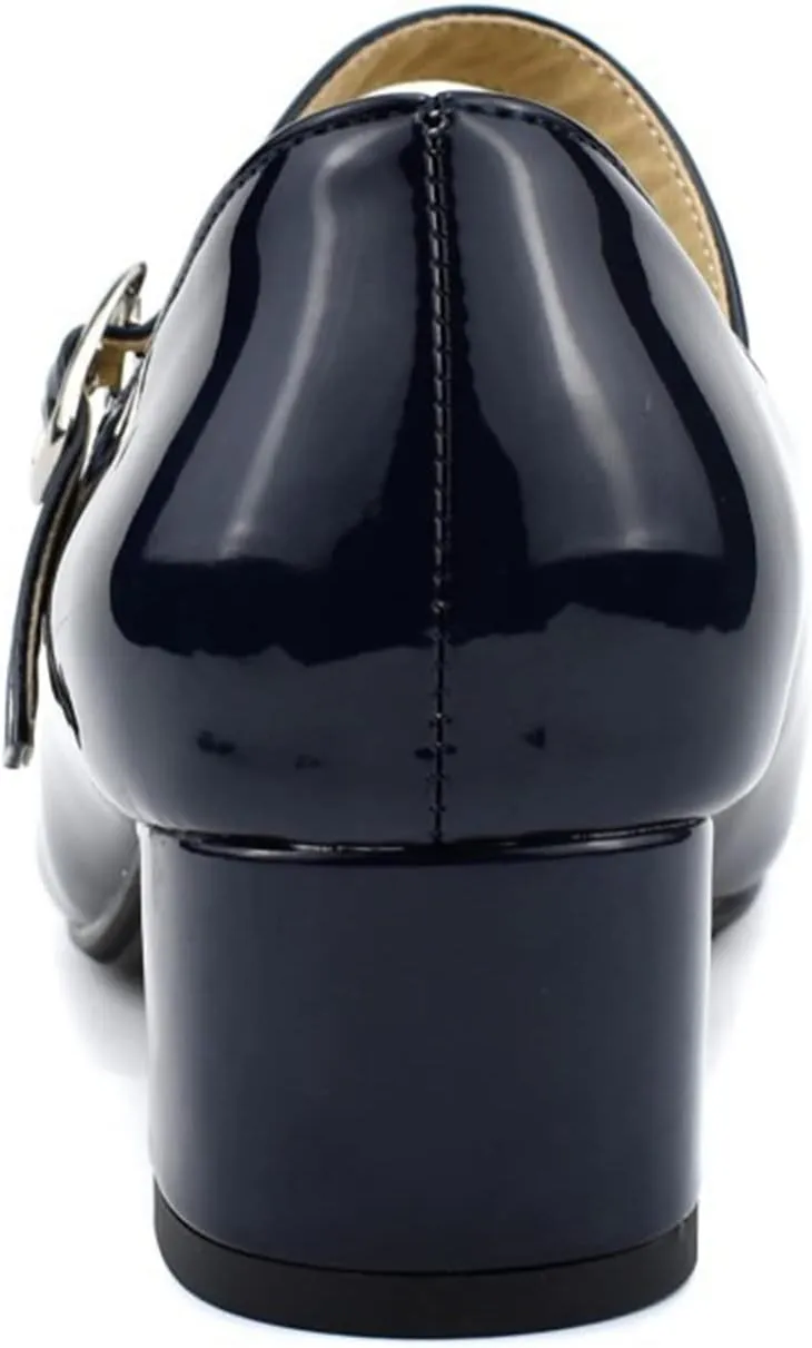 Women Closed Toe Low Heel Mary Janes Patent Leather Mid Block Heeled Casual Dressy Office Pumps Shoes