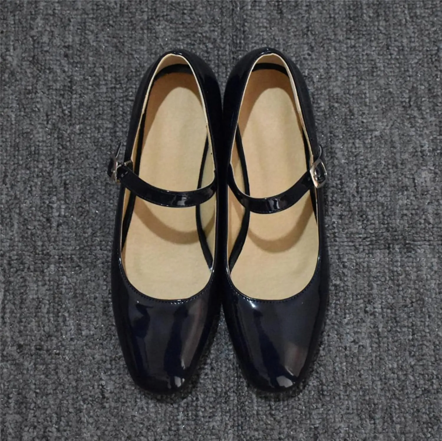 Women Closed Toe Low Heel Mary Janes Patent Leather Mid Block Heeled Casual Dressy Office Pumps Shoes