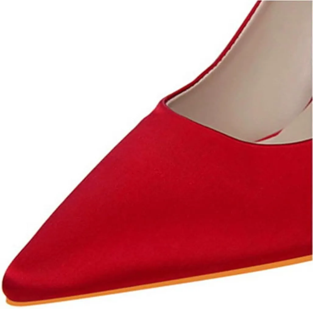 Women Elegant Metal Carved Heel Pumps Solid Pointed Toe Fashion High Heels Wedding Dress Shoes Thin Heels Slip-On