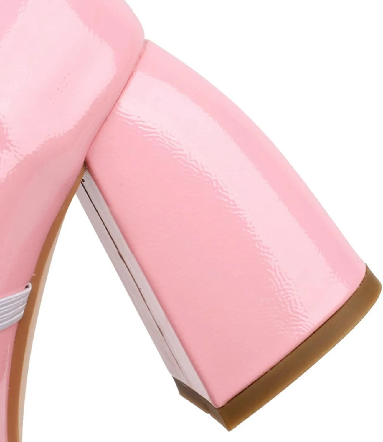Women High Chunky Heel Mary Jane Pumps Square Toe Fashion Ladies Platform Patent Leather Dress Shoes