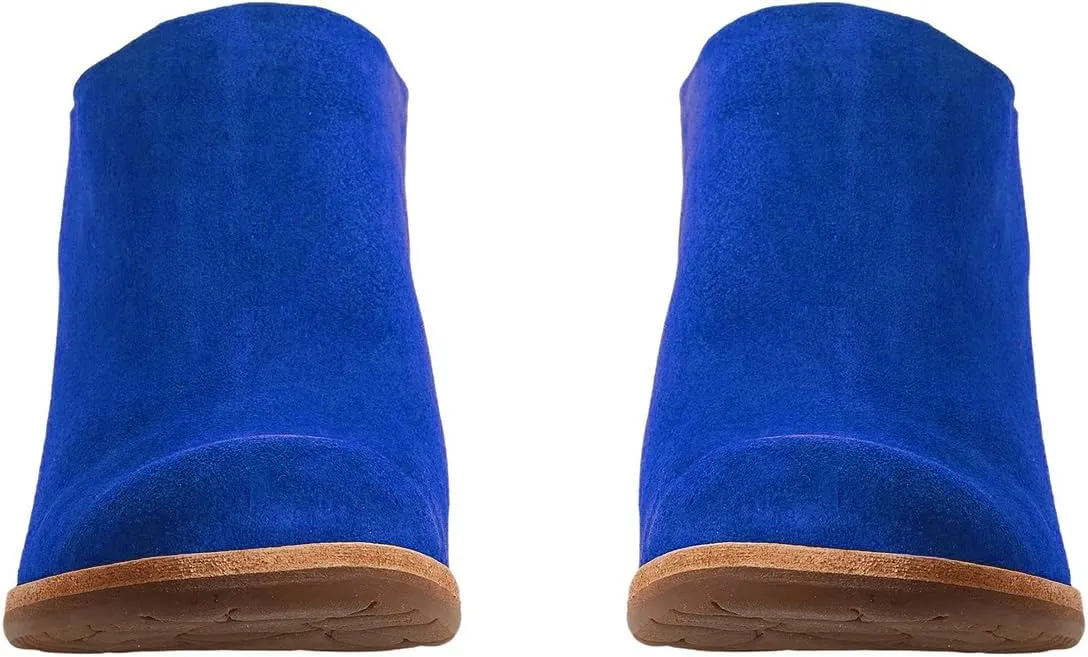 Women High Chunky Stacked Heel Mules Round Closed Toe Heeled Sandals Slip On 3 Inch Block Heels Suede Backless Booties Burnished Dressy Vintage Party Office Ladies Slide Slippers 4-11 M US