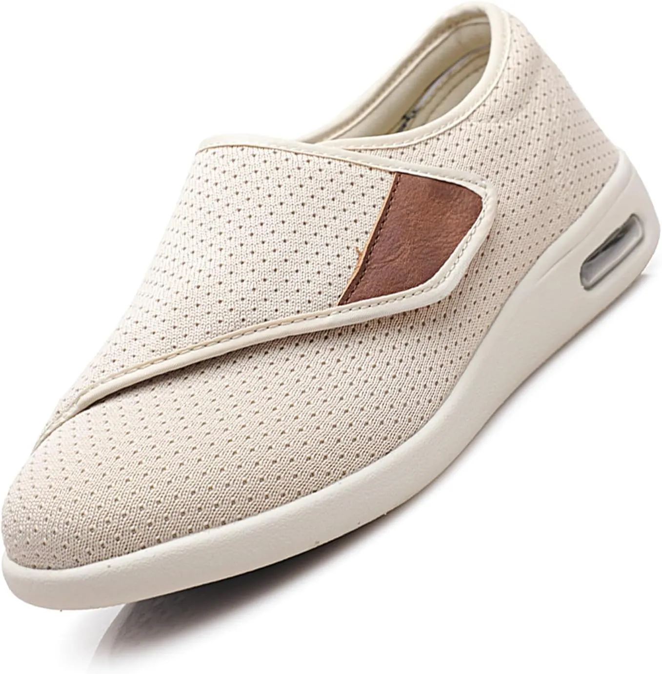 Women Men Diabetic Shoes,Elderly Adjustable Orthopedic Walking Shoes,Lightweight Breathable Bunions Plantar Fasciitis Relief Extended Shoes with Swollen Feet (Khaki 43EU)