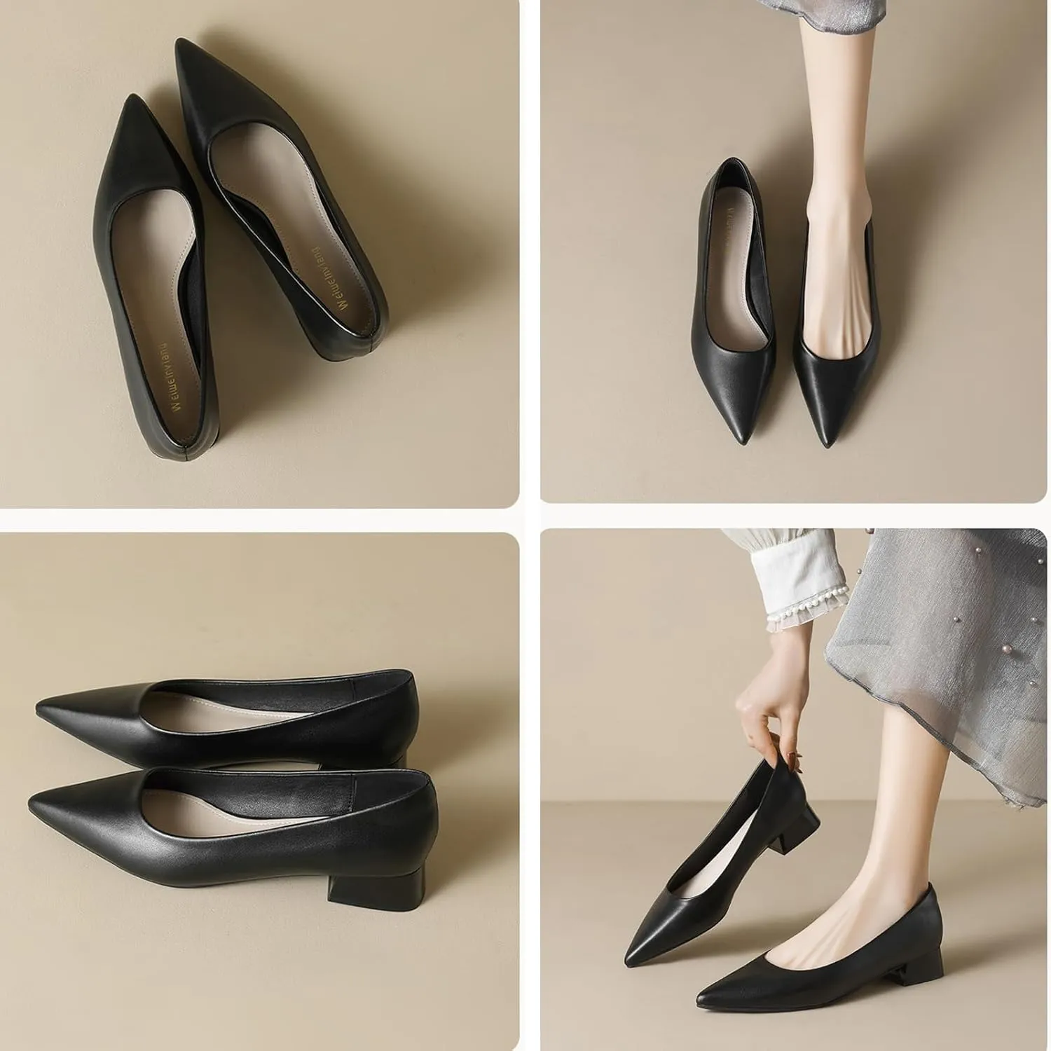 Women Patent Leather Pointed Toe Low Chucky Heel Pumps Sexy Shallow Mouth Comfy Basic Slip On Block Heel Casual Office Work Dress Court Shoes