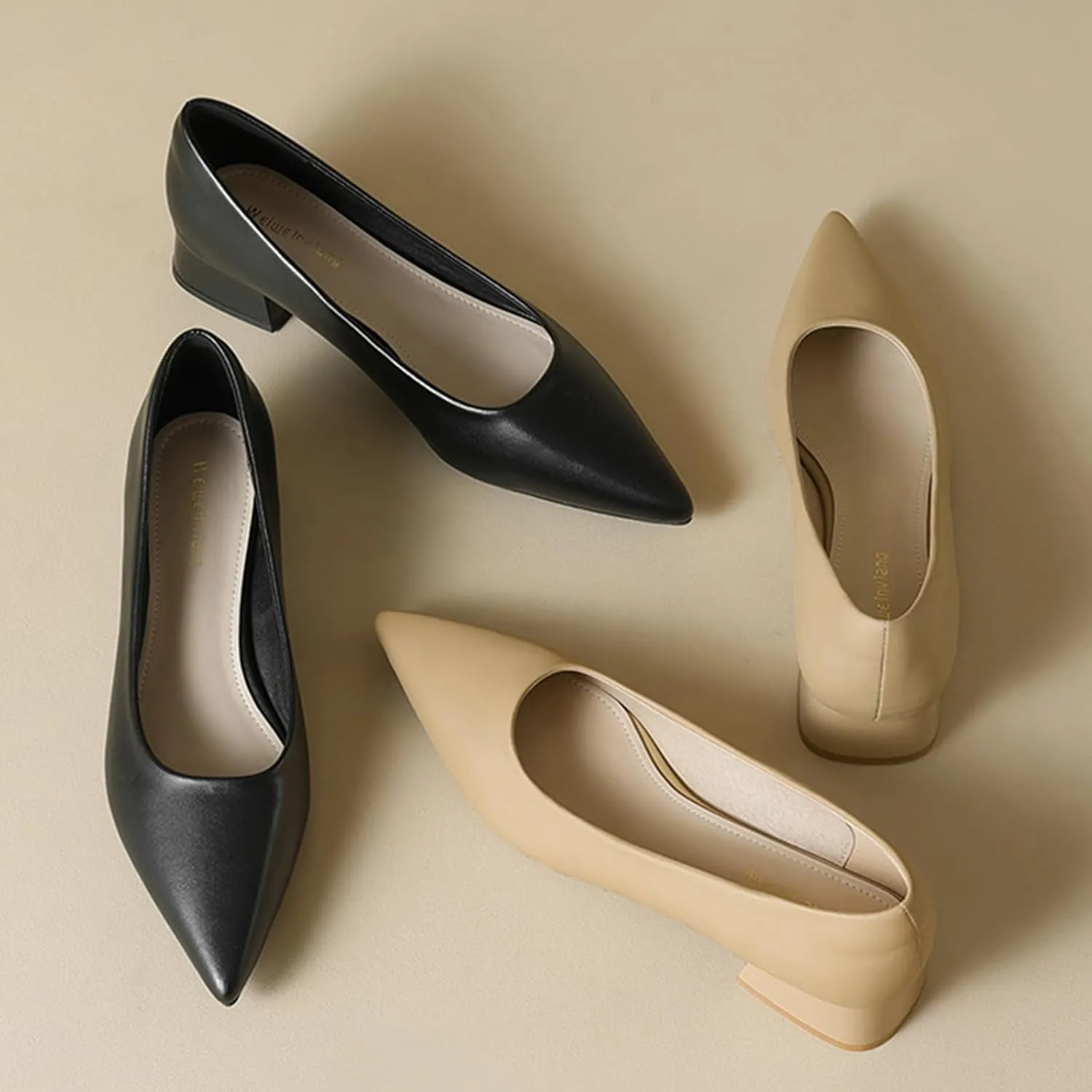 Women Patent Leather Pointed Toe Low Chucky Heel Pumps Sexy Shallow Mouth Comfy Basic Slip On Block Heel Casual Office Work Dress Court Shoes