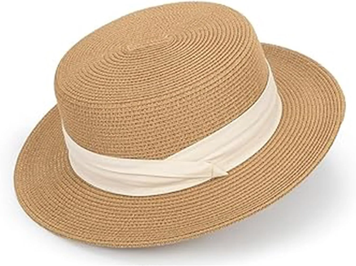 Women Spring Flat-Boater-Hat Thick-Straw-Hat Fall Sun-Hat Summer-Beach Fedora-Hat Medium