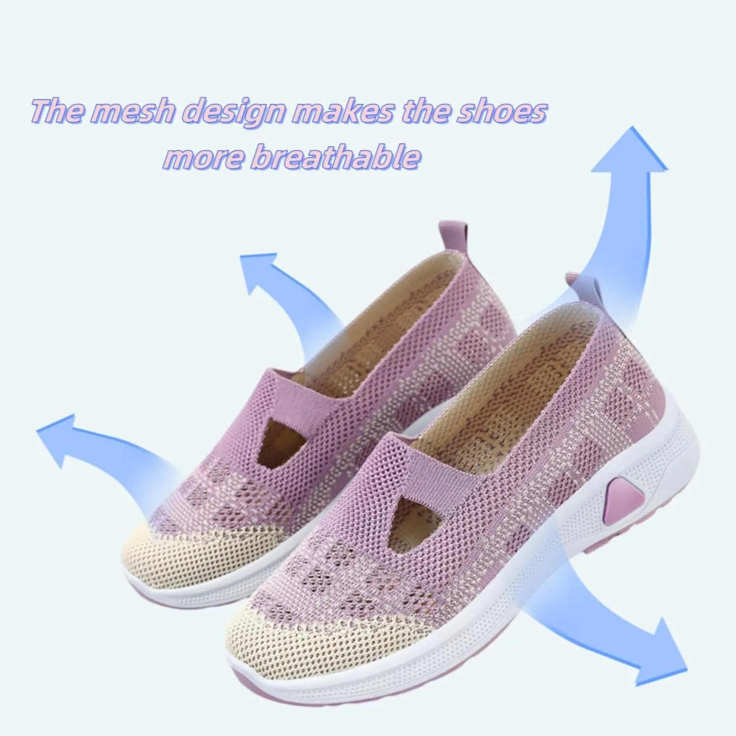 Women Walking Shoes Slip On Comfortable Women's Woven Orthopedic Breathable Soft Sole Shoes Hands Free Slip in Sneakers for Walking Trave