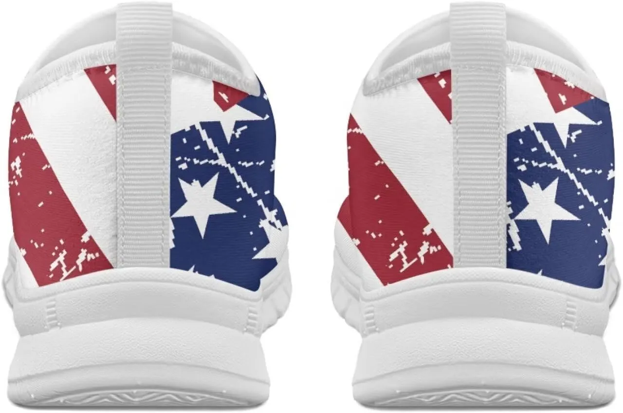 Women's American Flag Sneaker Slip On Low Top Soft Casual Breathable Mesh Outdoor Lightweight Flat Walking Sneaker