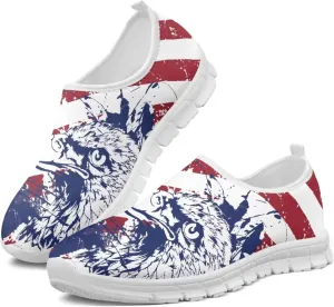 Women's American Flag Sneaker Slip On Low Top Soft Casual Breathable Mesh Outdoor Lightweight Flat Walking Sneaker