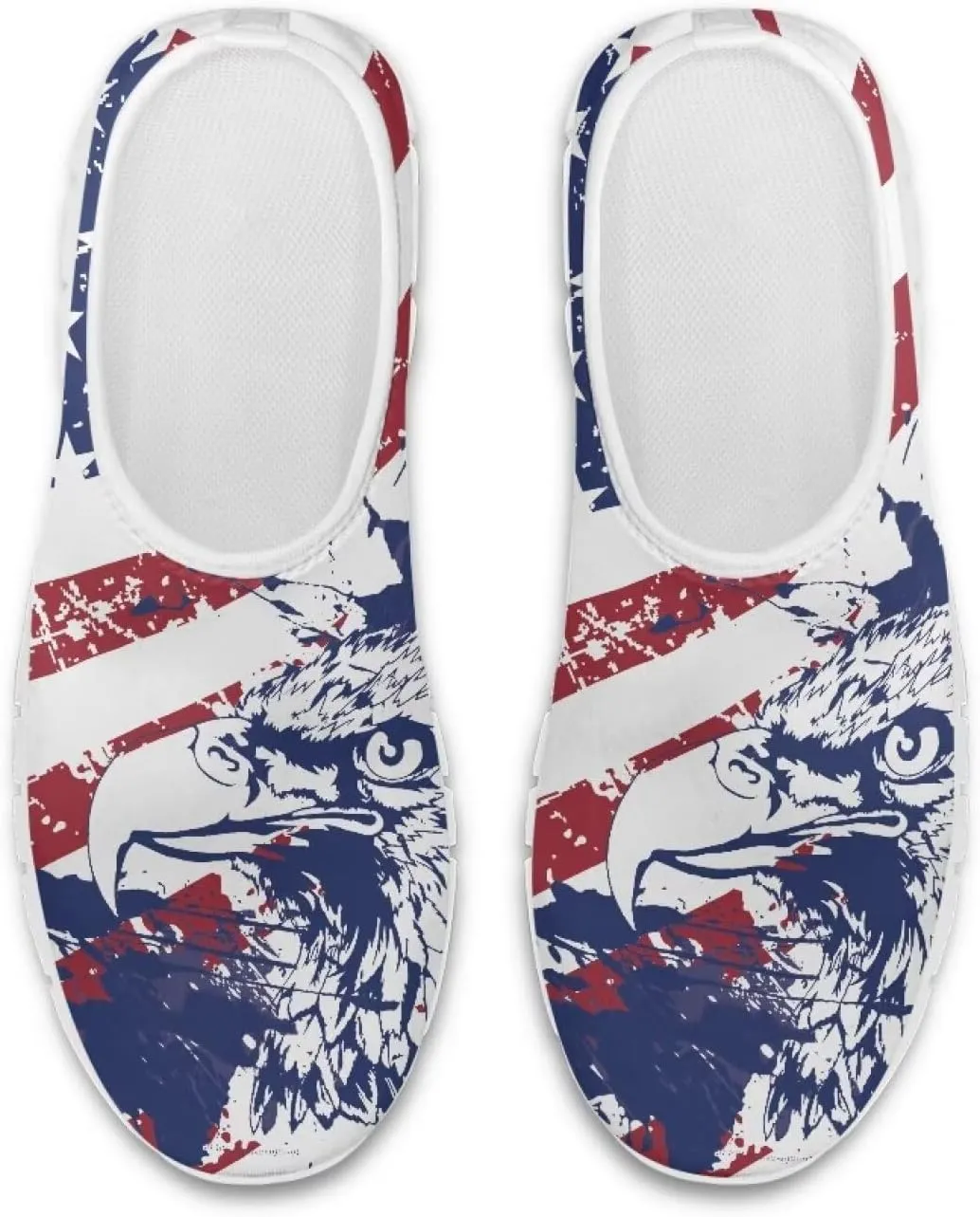 Women's American Flag Sneaker Slip On Low Top Soft Casual Breathable Mesh Outdoor Lightweight Flat Walking Sneaker