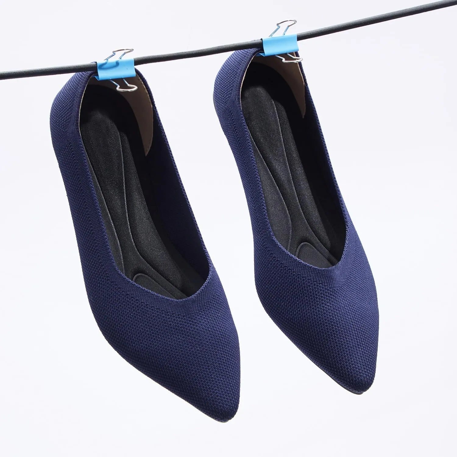 Women's Ballet Flat Shoes Knit Dress Shoes Pointed Toe Flats Comfort Slip on Walking Flats Foldable Soft Shoes