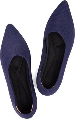 Women's Ballet Flat Shoes Knit Dress Shoes Pointed Toe Flats Comfort Slip on Walking Flats Foldable Soft Shoes