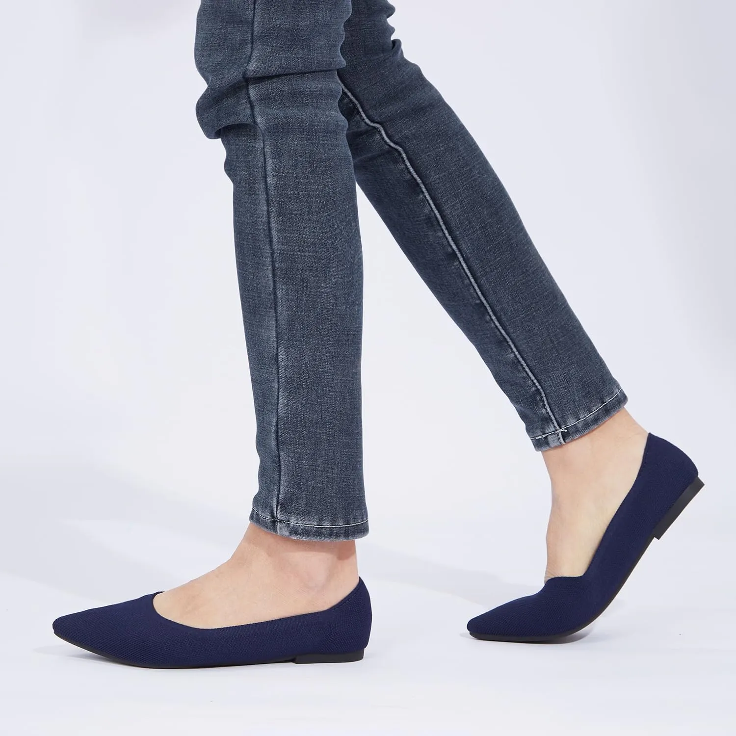 Women's Ballet Flat Shoes Knit Dress Shoes Pointed Toe Flats Comfort Slip on Walking Flats Foldable Soft Shoes