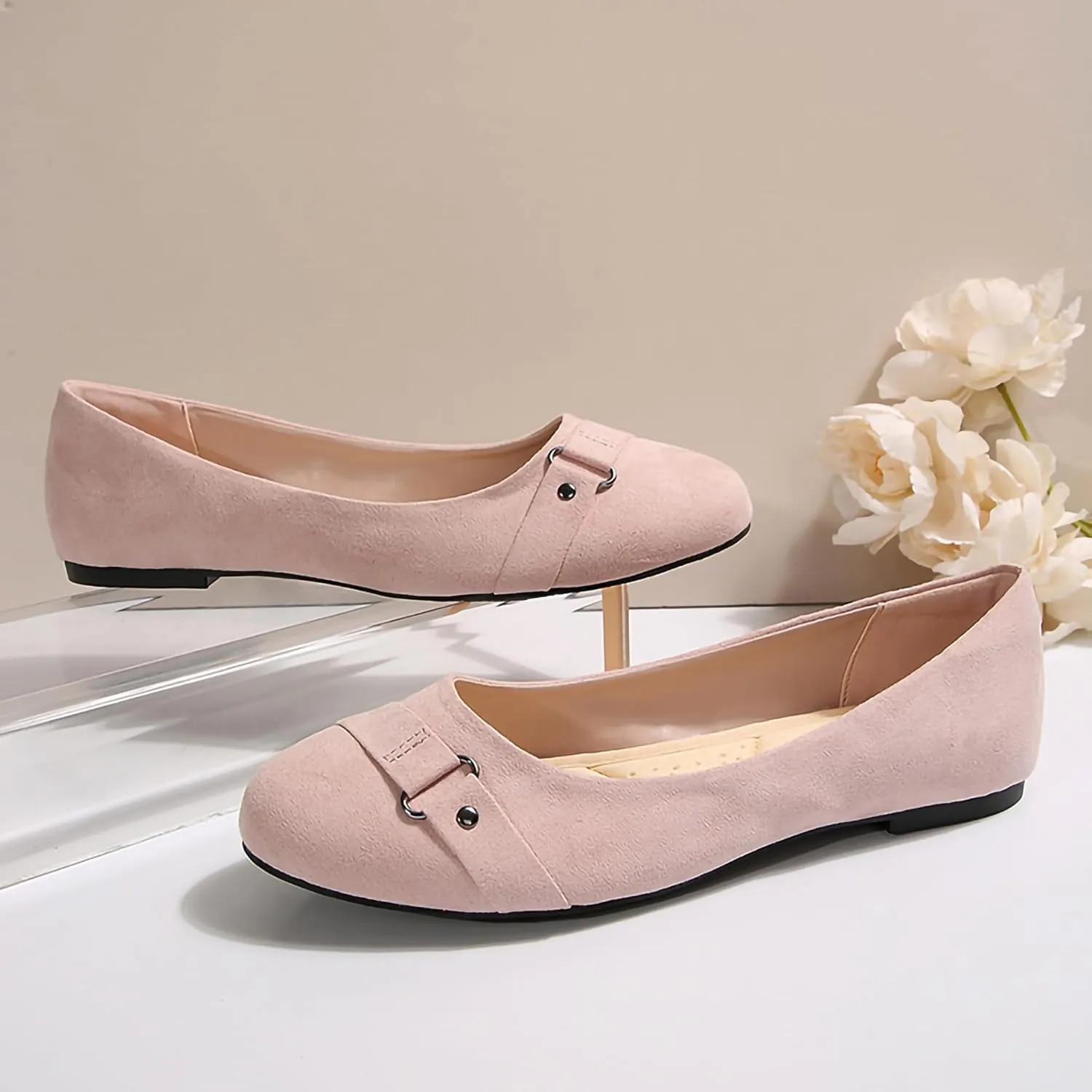 Women's Ballet Flats Shoes, Round Toe Comfort Light Weight Slip-On Dress Shoes