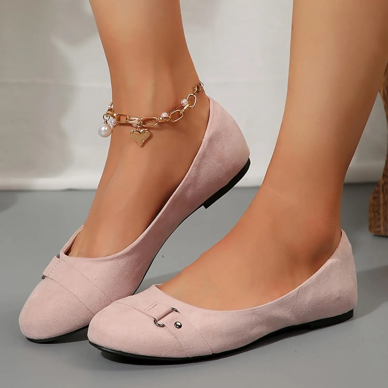 Women's Ballet Flats Shoes, Round Toe Comfort Light Weight Slip-On Dress Shoes