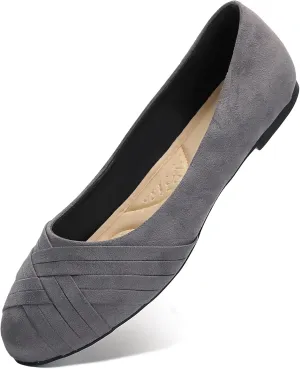 Women's Ballet Flats Shoes, Round Toe Comfort Light Weight Slip-On Dress Shoes
