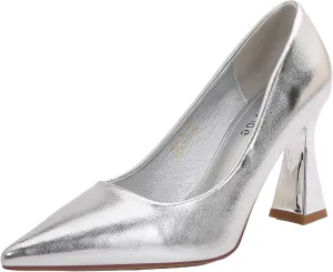 Women’s Bow Pumps Elegant Pointed Toe Dress Heels with Sculpted Flared Heel, Perfect for Weddings, Evening Events & Formal Occasions