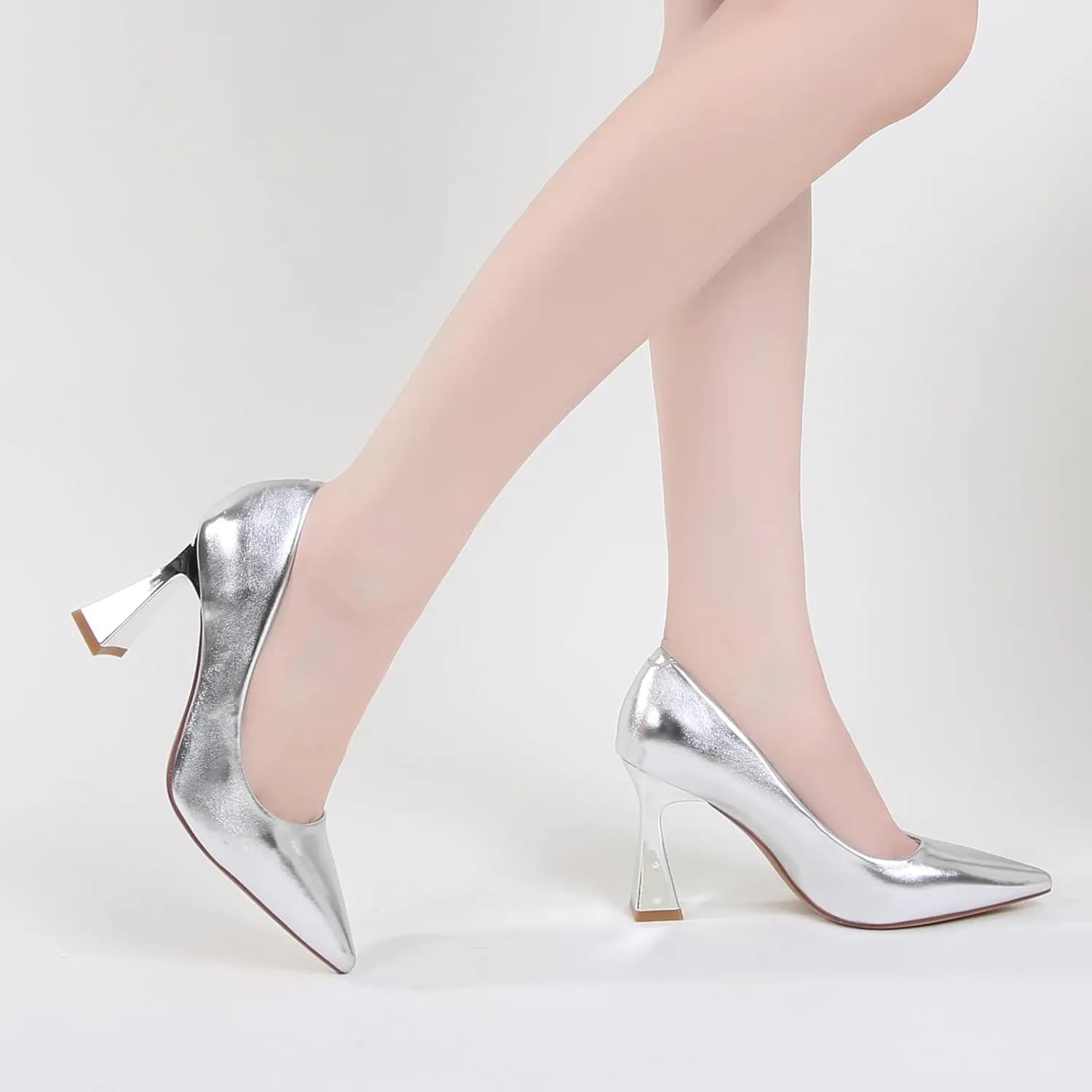 Women’s Bow Pumps Elegant Pointed Toe Dress Heels with Sculpted Flared Heel, Perfect for Weddings, Evening Events & Formal Occasions