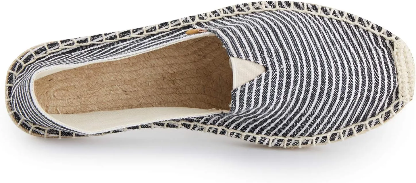 Women's Breathable Canvas Stripe Slip on Flat Espadrilles