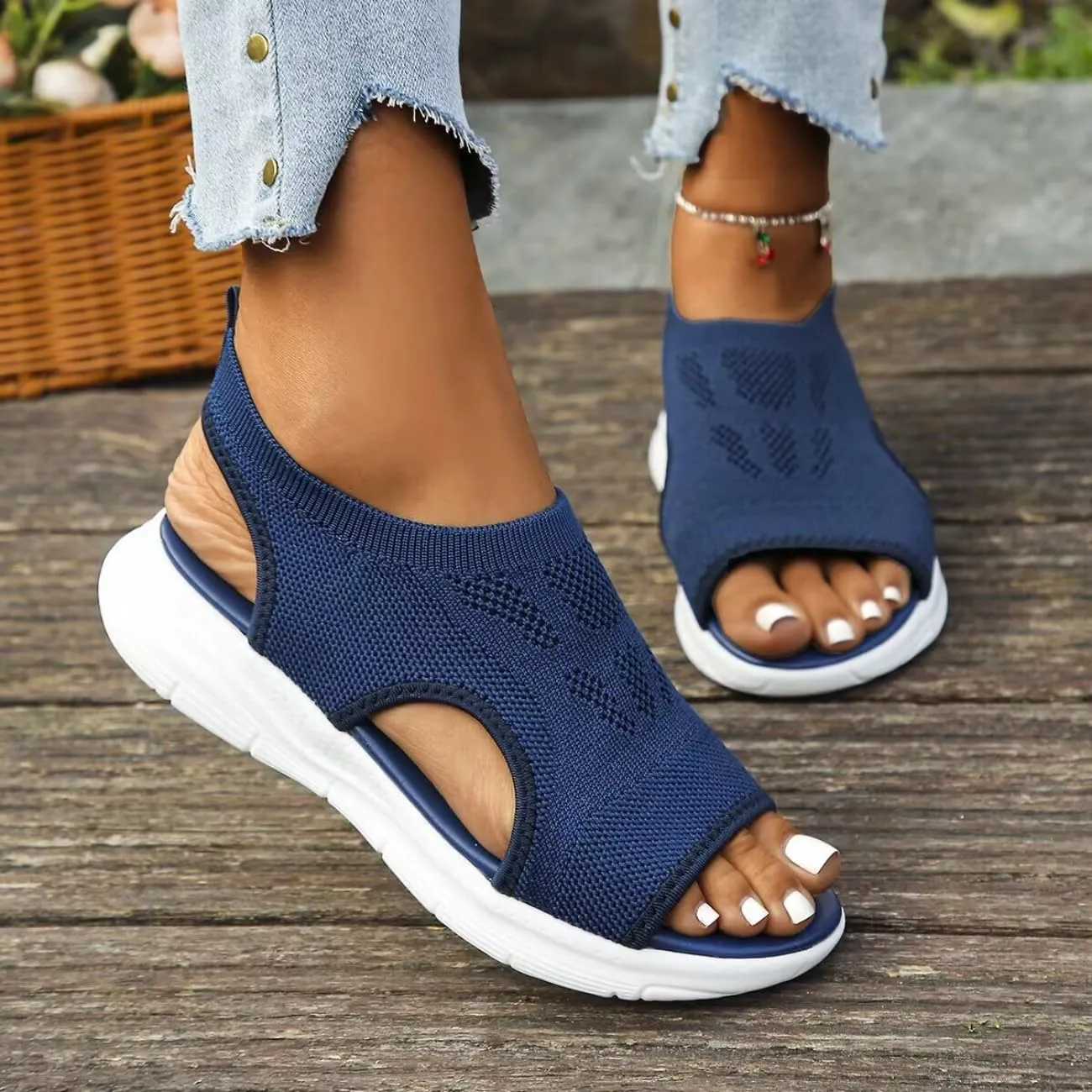 Women's Breathable Orthopedic Sandals Walking Slip on Comfortable Tennis Shoes Summer Waterproof Open Toe Hiking Outdoor Sandals