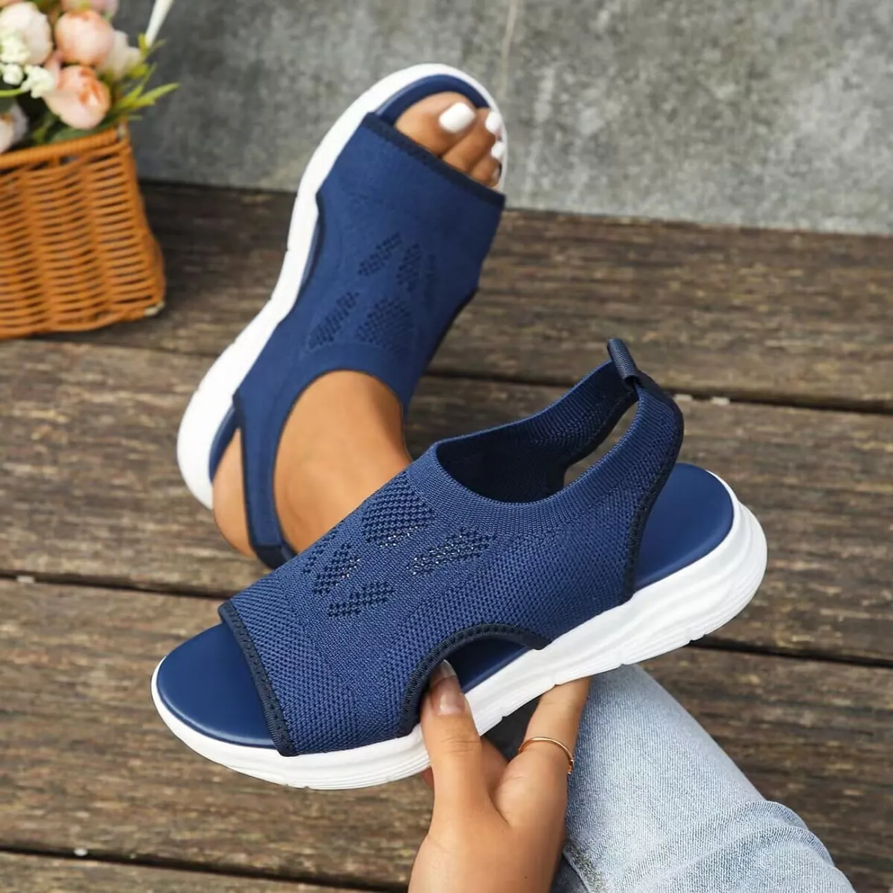 Women's Breathable Orthopedic Sandals Walking Slip on Comfortable Tennis Shoes Summer Waterproof Open Toe Hiking Outdoor Sandals