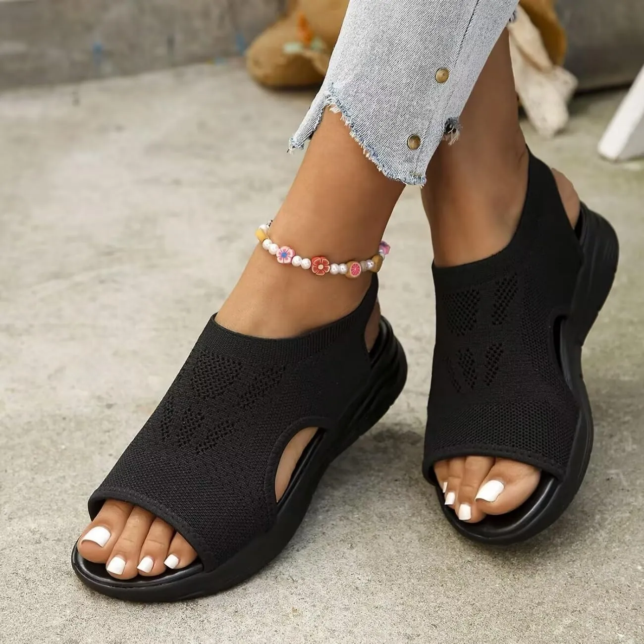 Women's Breathable Orthopedic Sandals Walking Slip on Comfortable Tennis Shoes Summer Waterproof Open Toe Hiking Outdoor Sandals