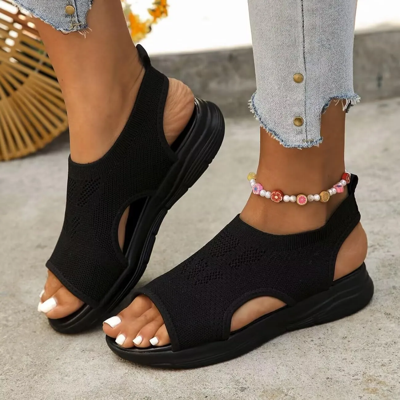 Women's Breathable Orthopedic Sandals Walking Slip on Comfortable Tennis Shoes Summer Waterproof Open Toe Hiking Outdoor Sandals