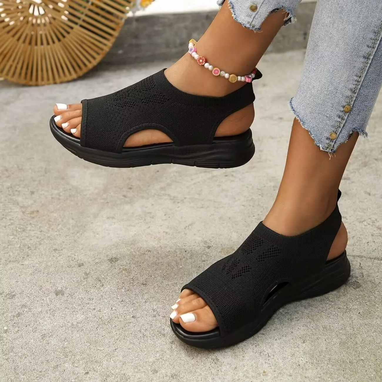 Women's Breathable Orthopedic Sandals Walking Slip on Comfortable Tennis Shoes Summer Waterproof Open Toe Hiking Outdoor Sandals