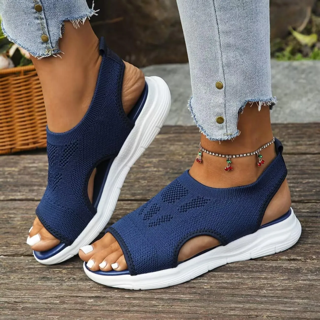 Women's Breathable Orthopedic Sandals Walking Slip on Comfortable Tennis Shoes Summer Waterproof Open Toe Hiking Outdoor Sandals