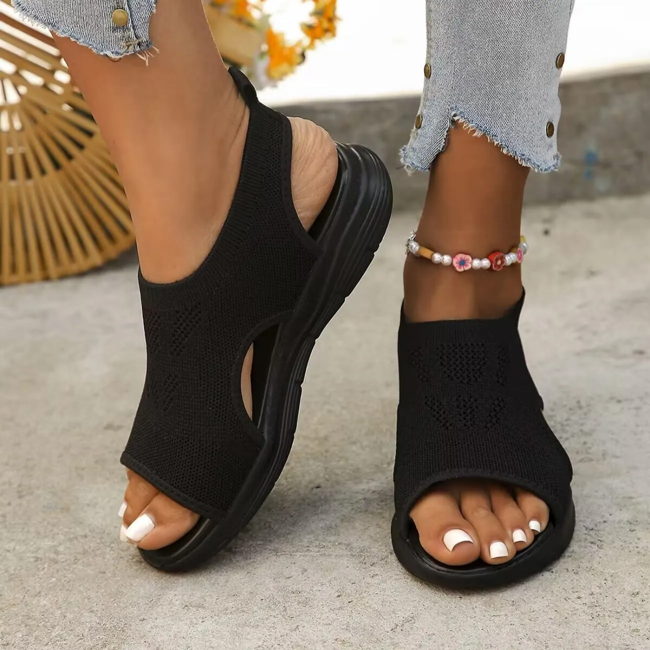 Women's Breathable Orthopedic Sandals Walking Slip on Comfortable Tennis Shoes Summer Waterproof Open Toe Hiking Outdoor Sandals