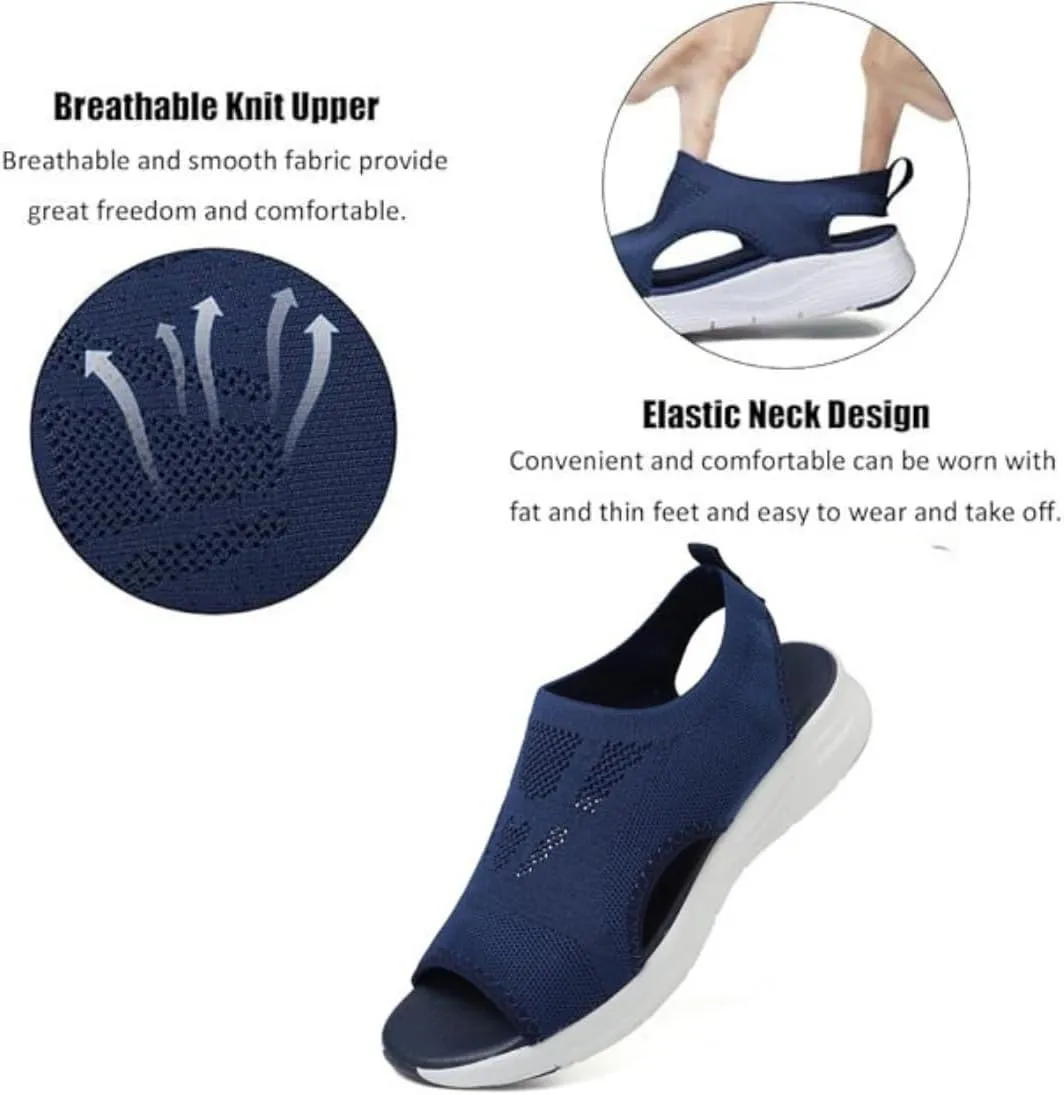 Women's Breathable Orthopedic Sandals Walking Slip on Comfortable Tennis Shoes Summer Waterproof Open Toe Hiking Outdoor Sandals