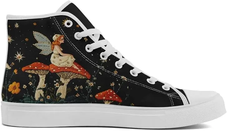Womens Canvas Shoes High Top Sneakers Lace up Casual Trainers Plimsoles Flat Shoes