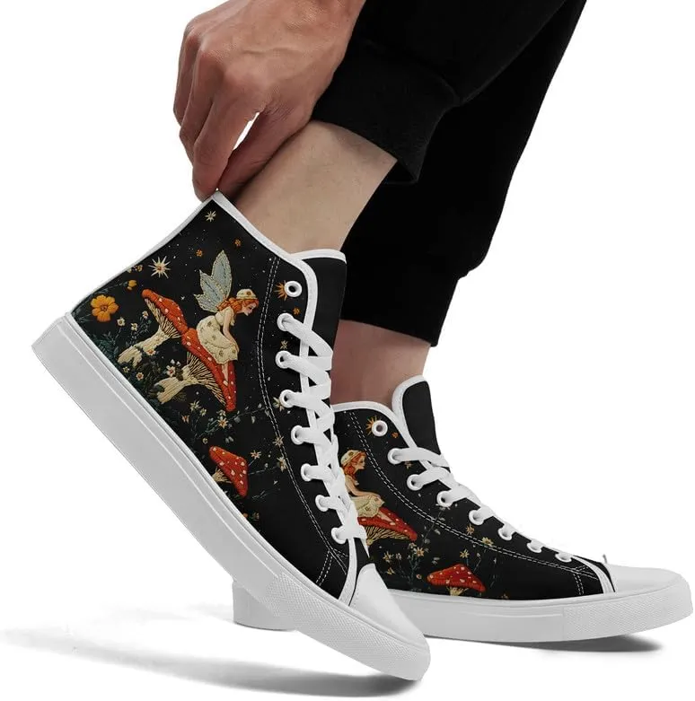 Womens Canvas Shoes High Top Sneakers Lace up Casual Trainers Plimsoles Flat Shoes