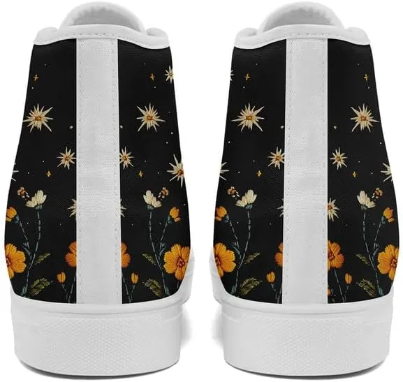 Womens Canvas Shoes High Top Sneakers Lace up Casual Trainers Plimsoles Flat Shoes
