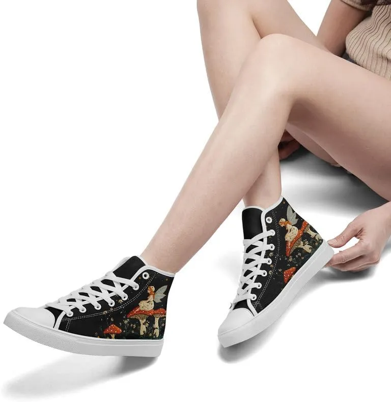 Womens Canvas Shoes High Top Sneakers Lace up Casual Trainers Plimsoles Flat Shoes