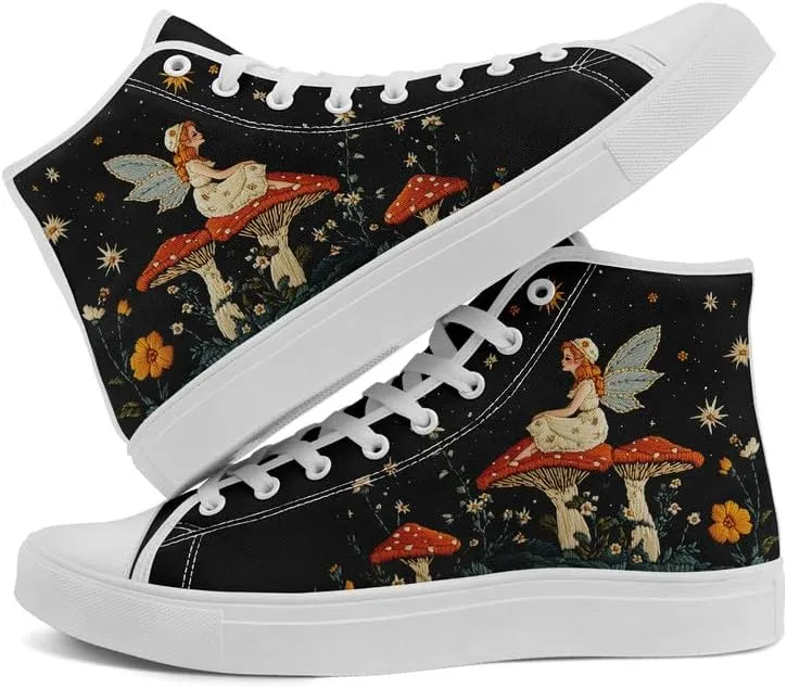 Womens Canvas Shoes High Top Sneakers Lace up Casual Trainers Plimsoles Flat Shoes