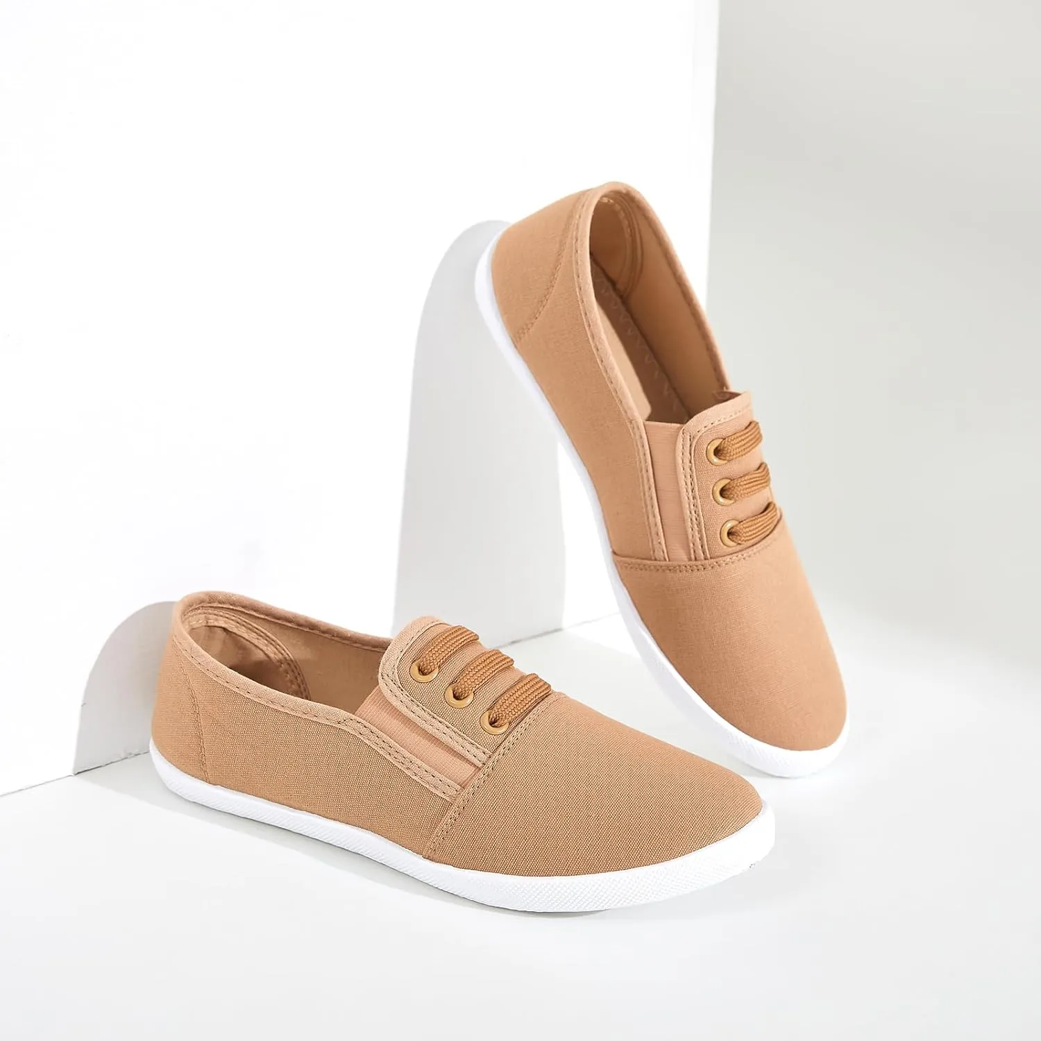 Women's Canvas Slip on Sneakers Casual Slip on Walking Shoes Womens Tennis Shoes Flat Dress Shoes Non Slip Work Shoes