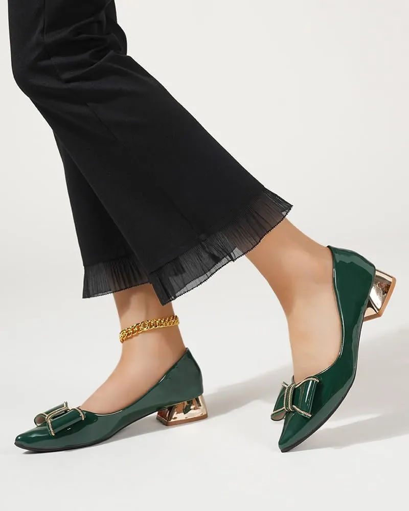 Women's Chunky Closed Toe Low Block Heels Work Pumps Comfortable Dress Wedding Shoes for Party Office
