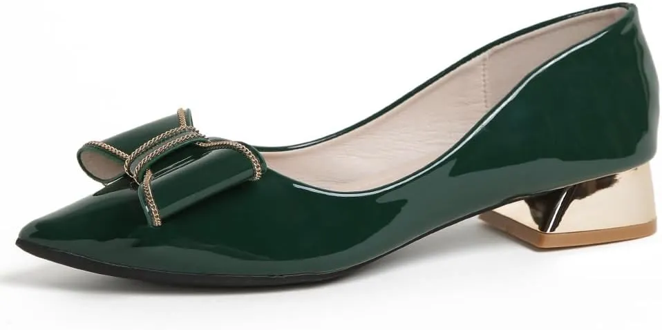 Women's Chunky Closed Toe Low Block Heels Work Pumps Comfortable Dress Wedding Shoes for Party Office