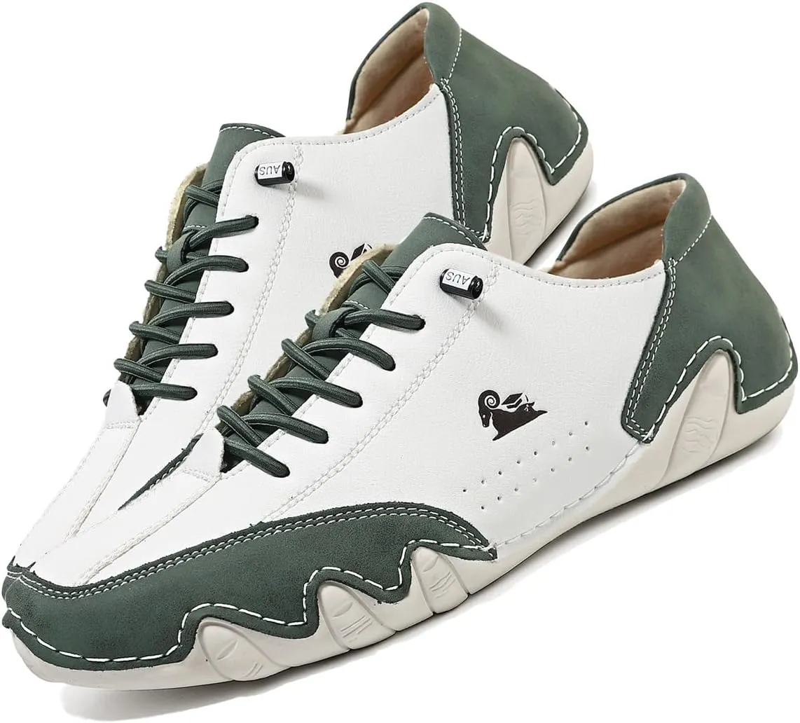 Women's Classic ltalian Handmade Sneakers Leather Fashion Slip-On Beck Shoes Low Top Non Slip Comfortable Light Casual Shoes for Outdoor Walking & Driving