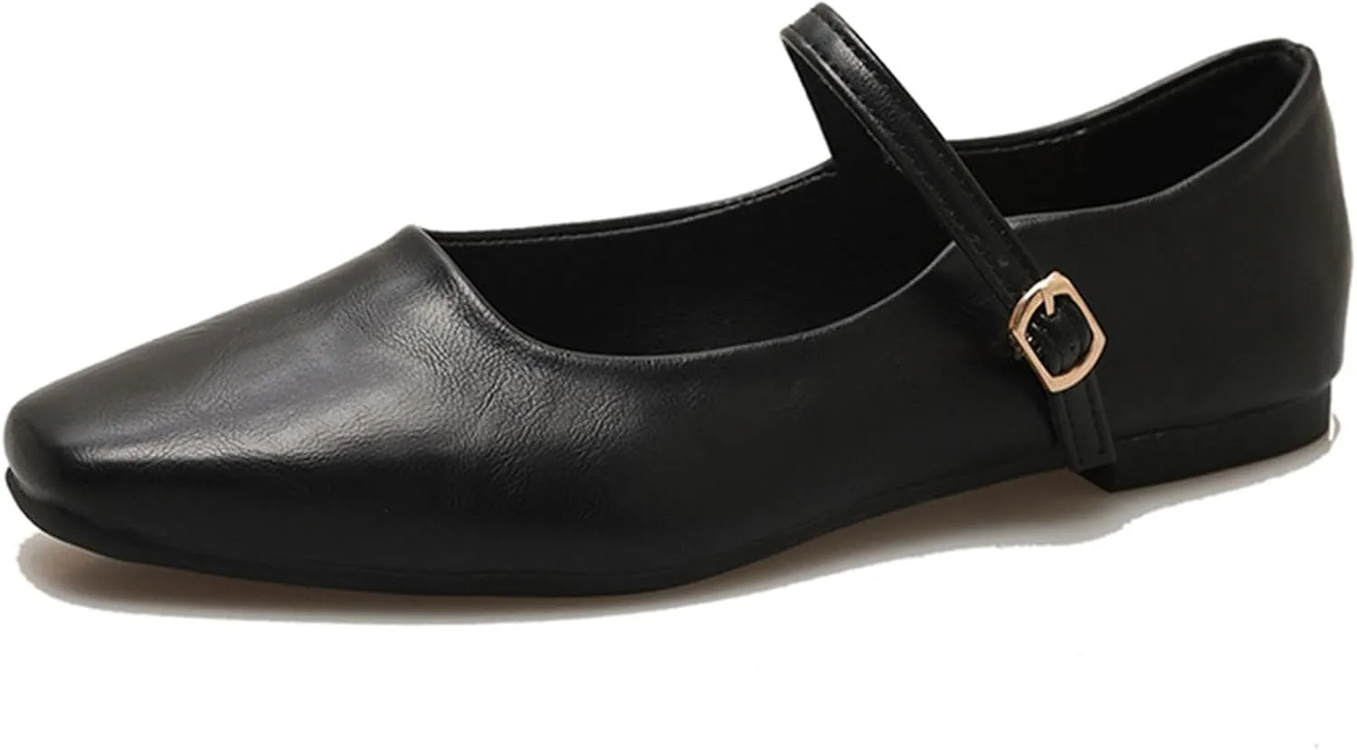 Women's Classic Retro Square Toe Flat Mary Jane Shoes Fashionable and Comfortable Walking Flat Shoes with Buckles