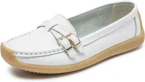 Women's Comfort Leather Loafers Casual Wild Driving Flats Anti-Collision Moccasins Soft Daily Walking Shoes