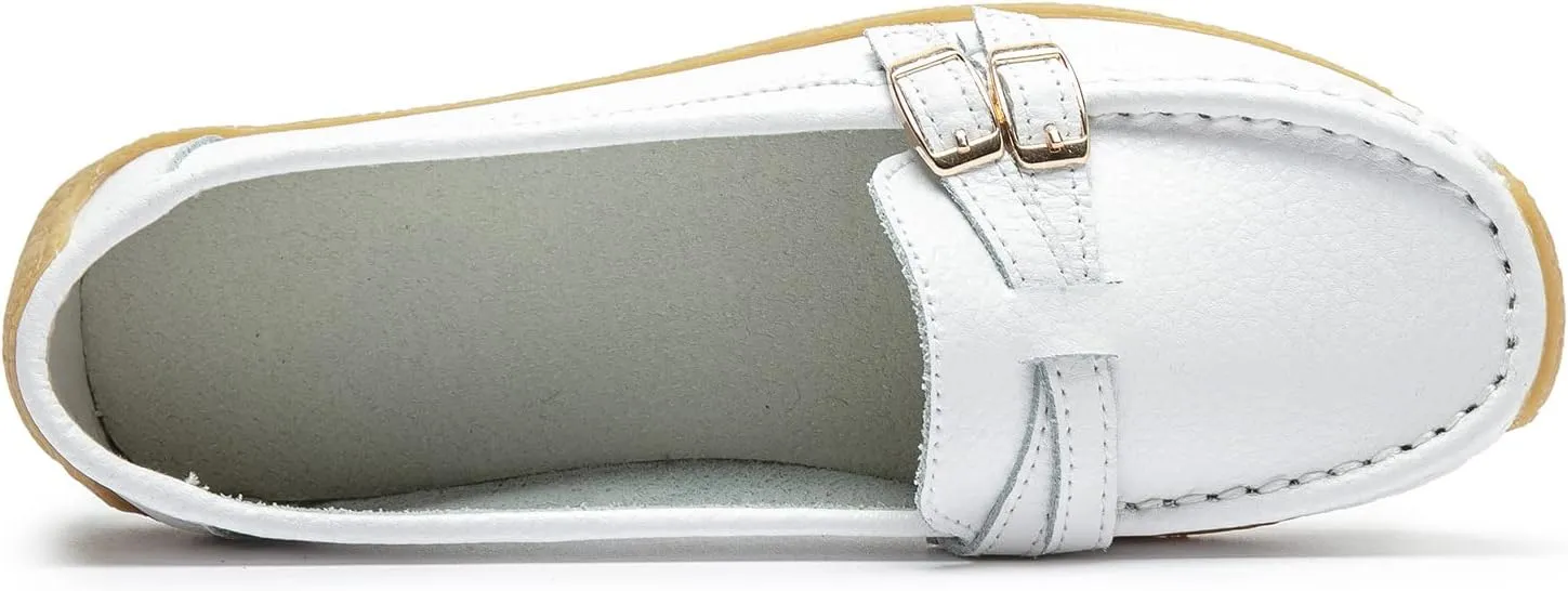 Women's Comfort Leather Loafers Casual Wild Driving Flats Anti-Collision Moccasins Soft Daily Walking Shoes