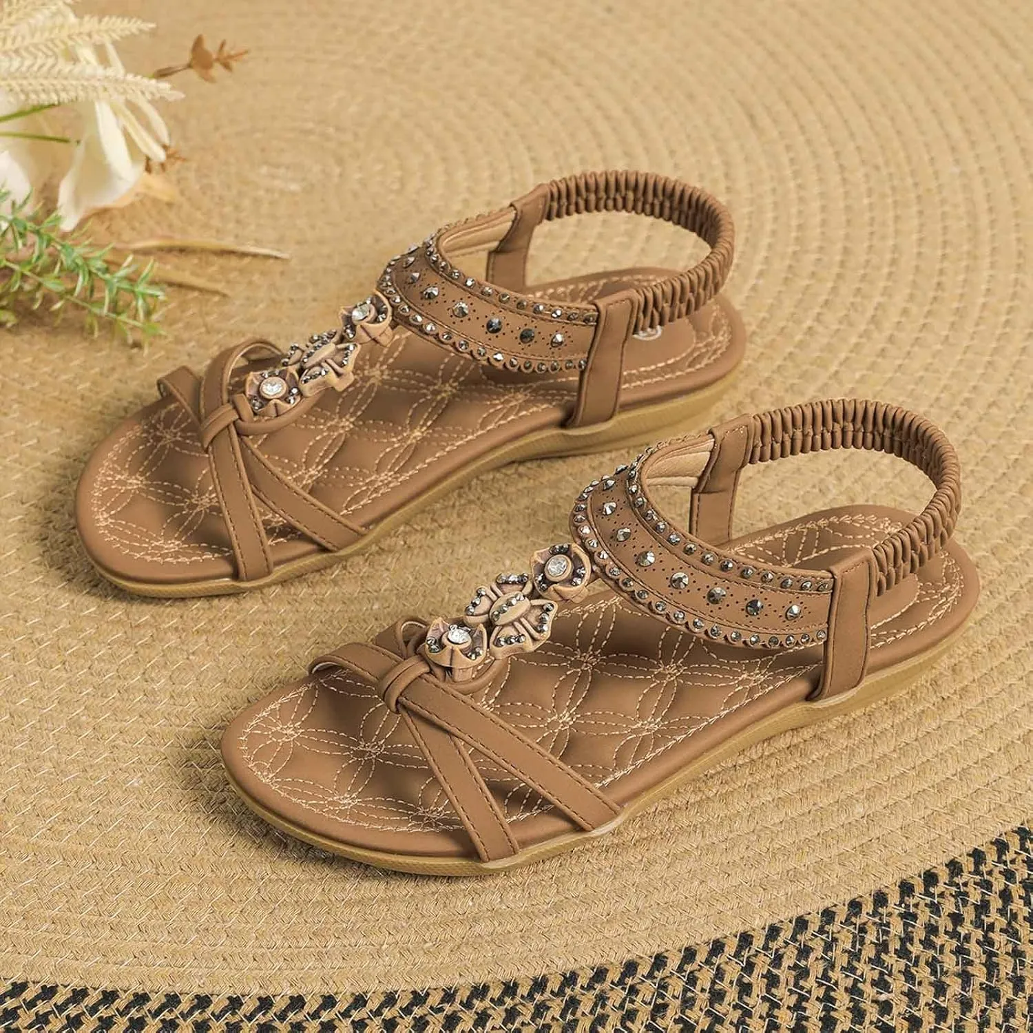 Women's Comfortable Slip On Sandals Everyday Wear Breathable Flat Summer Beach Shoes Casual Open Toe Slide